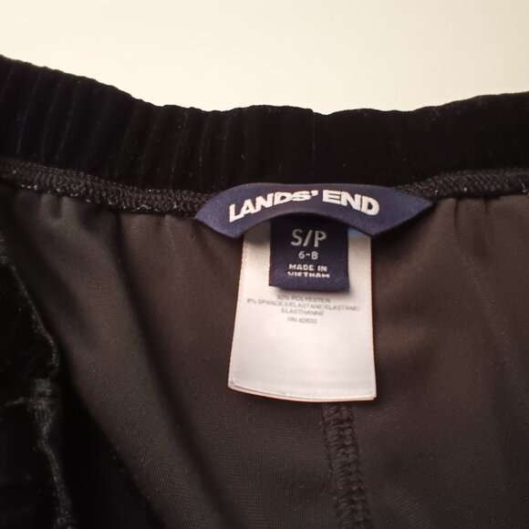 Lands' End Velvet Pants Size S (6-8) High Rise Tapered Leg Elastic Waist Black - Picture 6 of 10